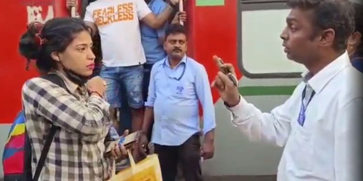 Drunk TT Mr. SANTOSH was continuously harassing the woman (Video Screenshot)