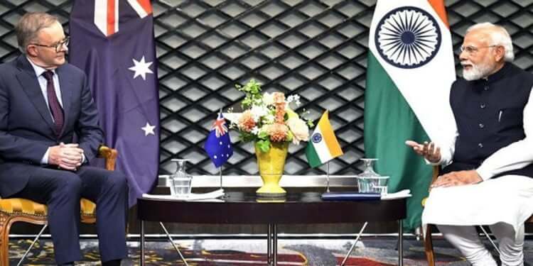 Tokyo, May 24: Prime Minister Narendra Modi holds a talk with Australia's Prime Minister Anthony Albanese during a meeting, in Tokyo. Credits: (ANI Photo)