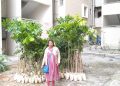 ashwini is doing tree plantation save green