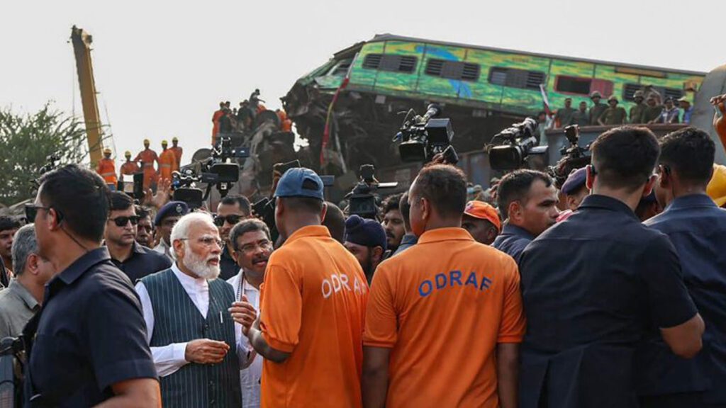 Modi visits Odisha train accident site