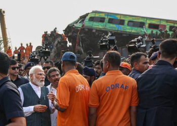 Modi visits Odisha train accident site