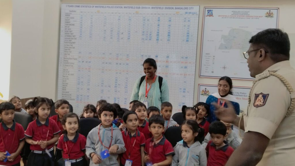 bengaluru Chrysalis High School Varthur Children visit Whitefield Police Station bangalore police inspector