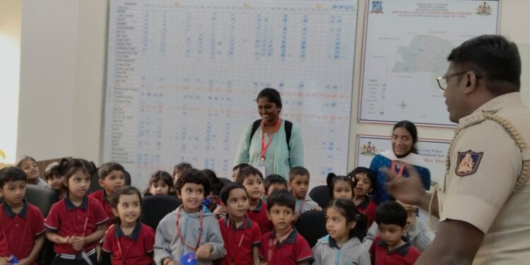 bengaluru Chrysalis High School Varthur Children visit Whitefield Police Station bangalore police inspector